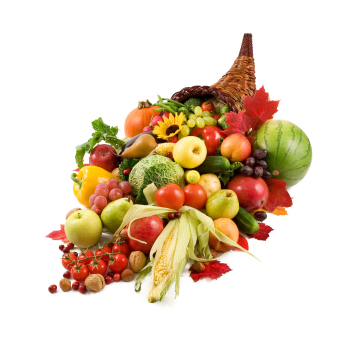 An autumn wedding fresh veggies and fruits dotted with large sunflowers