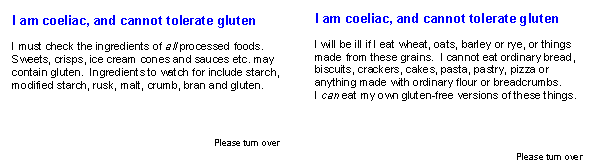 gluten free cafe card